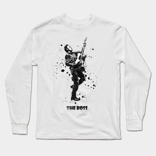 Bruce Springsteen The Boss Watercolor Splatter Black and White 08 Long Sleeve T-Shirt